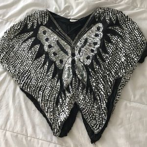 Butterfly Sequin Going Out Top